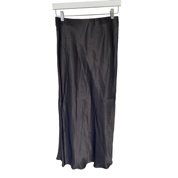 Zara Space Grey Silky Midi Skirt - Picture 9 of 9